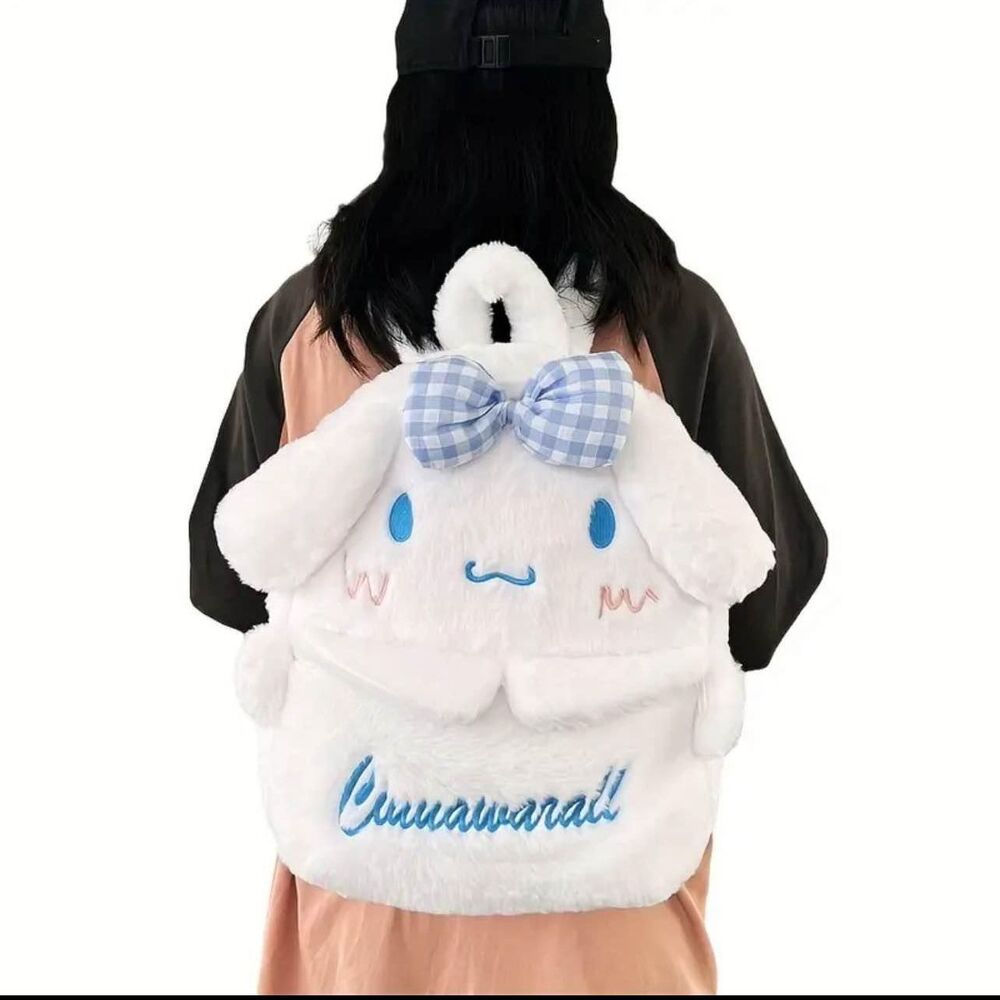 Kawaii Cinnamon Roll plush Back Pack White Blue